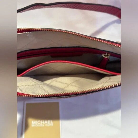 Michael Kors Crossbody Purse Red Gold Chain Strap & Long Adjustable Strap MINT - Picture 8 of 12